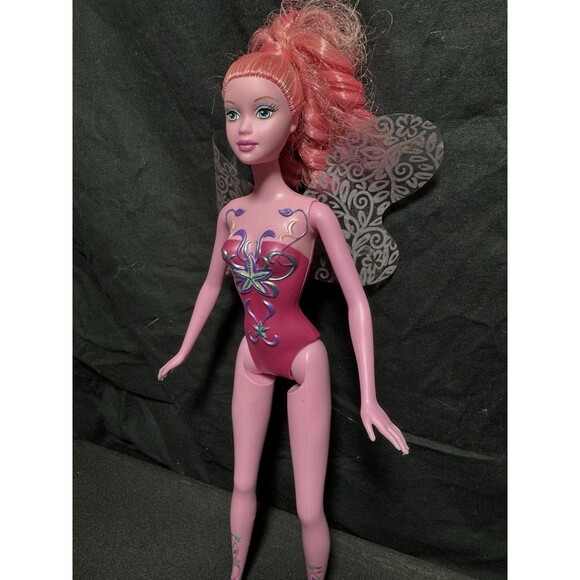 Barbie Fairytopia 2 Deco Pac Fairy Pink Hair Skin Glittery Lips Eyeshadow Doll - Picture 5 of 7